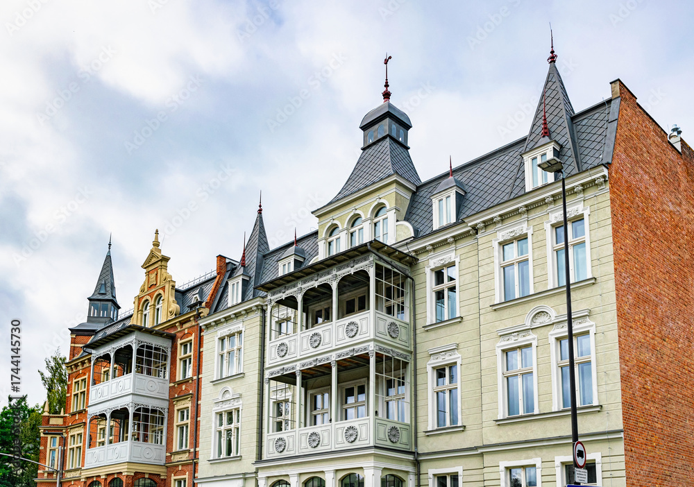 Obraz premium Ancient rooftops of ancient houses in Gdansk Wrzeszcz 