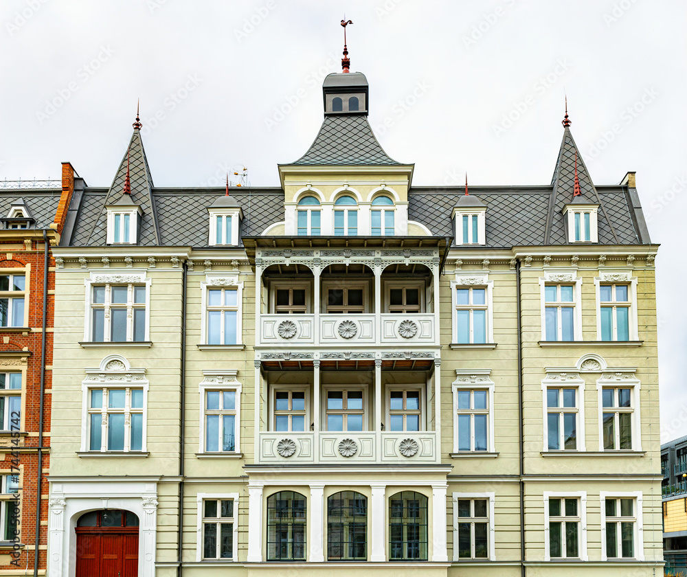 Fototapeta premium Ancient rooftops of ancient houses in Gdansk Wrzeszcz