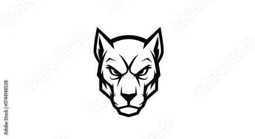 Fierce Panther Head Logo Black and White animal