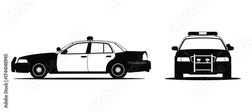 Police Car Silhouette Views