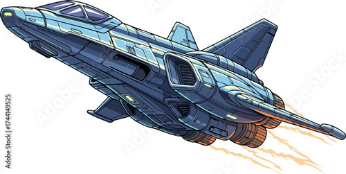 advanced aerial craft ascending rapidly, ushering in eras of hightech exploration, isolated on transparent background
