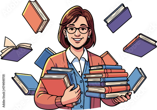 bright mind, open books celebrating lifelong learning and the quest for knowledge, isolated on transparent background