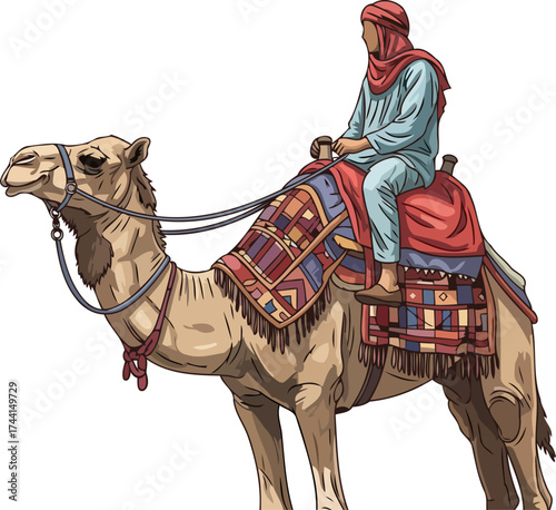 caravan spirit a traditional journey guided by a master and his majestic desert beast, isolated on transparent background