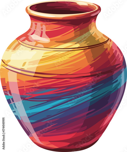 cultural artistry dynamic palette transforming a traditional ceramic form, isolated on transparent background