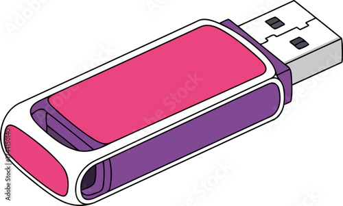 dynamic digital archive a vivid usb drive for instant data access, isolated on transparent background