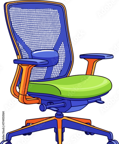 dynamic comfort chair ergonomic design for productive and playful modern spaces, isolated on transparent background