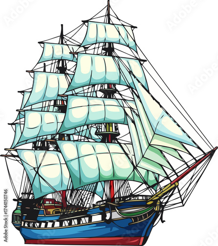 historic clipper relive grand expeditions and unforgettable maritime adventures on the open seas, isolated on transparent background