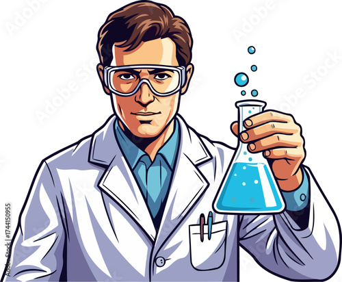 innovative spirit dedicated chemist unravels complex scientific mysteries with precision, isolated on transparent background