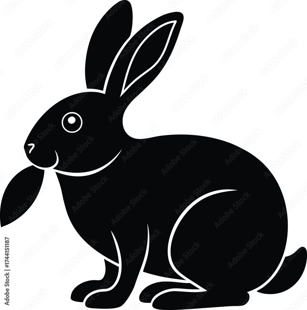 Obraz premium Cute pink cartoon baby bunny vector illustration for Easter holiday art