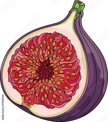 natures sweet secret vibrant interior of a ripe fig, artfully revealed, isolated on transparent background