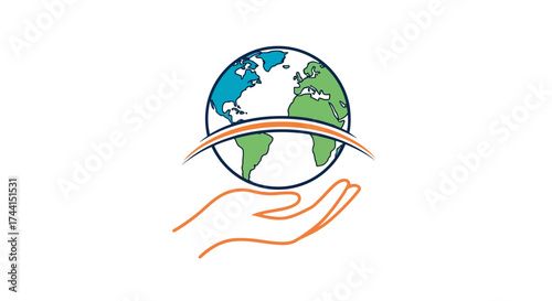 Hand holding the earth, concept for environmental protection vector design