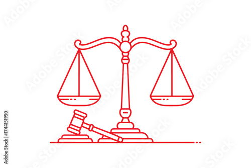 Justice scale and gavel