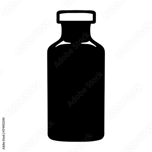 Vector art of silhouette of a medicine bottle, representing pharmaceutical products, healthcare, or medical supplies in a minimalist style