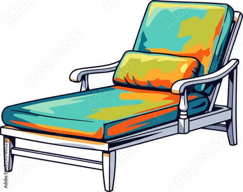 vibrant leisure oasis colorful chaise lounge for ultimate relaxation and summer dreams, isolated on transparent background