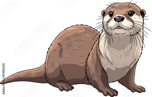 watchful stream dweller gentle otter gaze reveals natures innocent charm and grace, isolated on transparent background