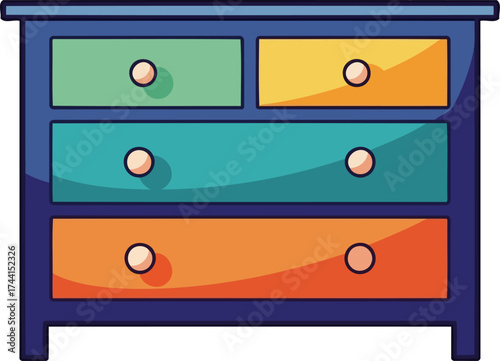 whimsical drawer chest a palette of colors for playful home organization, isolated on transparent background