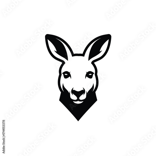 Kangaroo Head Logo Silhouette animal face