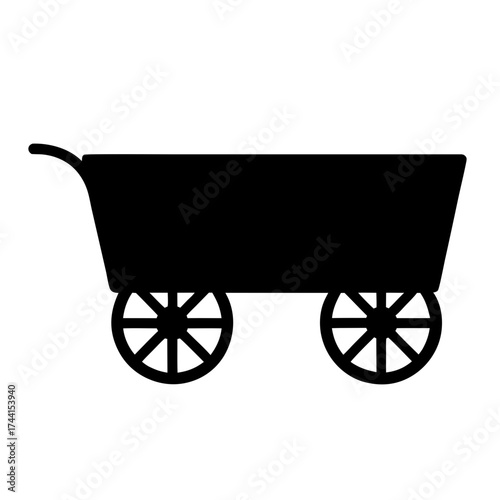 Vector art of silhouette of a black wooden cart, a simple and minimalist design for transportation and farming purposes