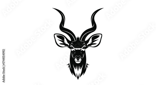 Kudu Antelope Head Tribal Tattoo Design Keywords: kudu, antelope, head, animal, wildlife, horns