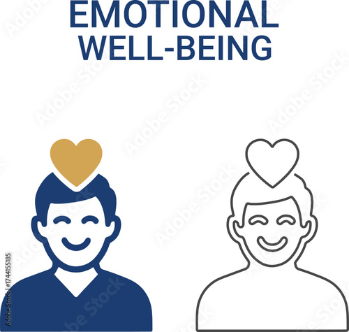 Emotional well-being Line art icons. Collection of meditation, stress management, anxiety, psychosis, depression, and more. Vector illustration. Easily changes to any color.