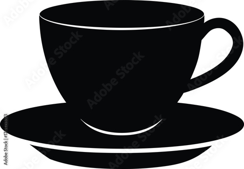 Black teacup and saucer silhouette vector illustration scalable eps icon