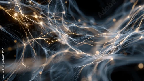 Intricate neural pathways glow against a dark, blurred backdrop, highlighting connections.