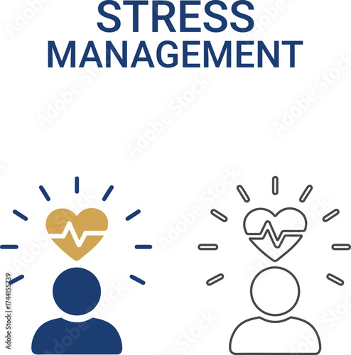 Stress management Line art icons. Collection of meditation, stress management, anxiety, psychosis, depression, and more. Vector illustration. Easily changes to any color.