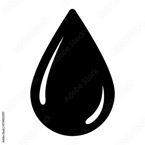Vector art of black drop, a versatile graphic element representing moisture, essence, or emotion, ideal for branding and creative projects