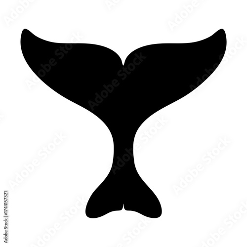 Vector art of silhouette of a whale tail, a symbol of marine life and ocean conservation, perfect for nautical designs