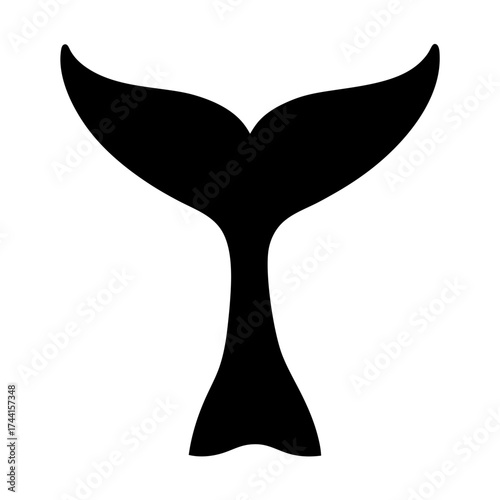 Vector art of silhouette of a whale tail, a symbol of marine life and ocean conservation, perfect for nautical designs