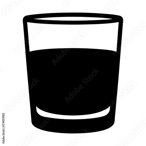 Vector art of silhouette of a glass filled with a dark liquid, , perfect for illustrating beverages or simple drink concepts