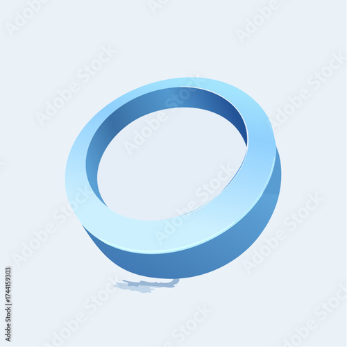 A 3D blue ring with a subtle shadow, positioned on a clean white background with a slight tilt.