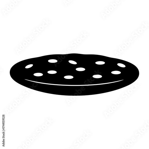 Illustration of a cookie with chocolate chips, , perfect for snack, dessert, and bakerythemed designs