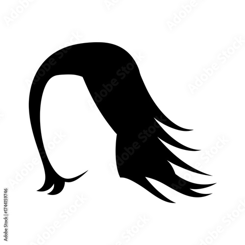 Vector art of womans hair silhouette hairstyle, haircut, and beauty salon fashion and style female head and hair