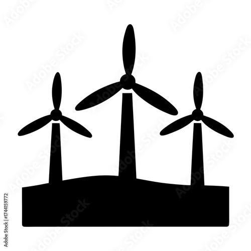 Vector art of wind turbine farm a sustainable energy solution for a greener future and environmental conservation efforts