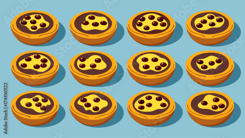 A series of small pizzas with a lot of toppings. The pizzas are all different sizes and are arranged in a row