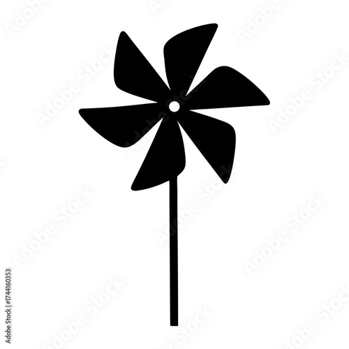 Vector art of silhouette of a pinwheel toy, a simple and fun childhood memory, perfect for summer and outdoor themed designs