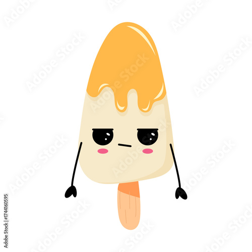 Kawaii popsicle character with a playful expression and vibrant colors, perfect for fun designs