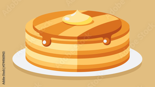 A slice of yellow cake with a layer of butter on top. The cake is on a white plate