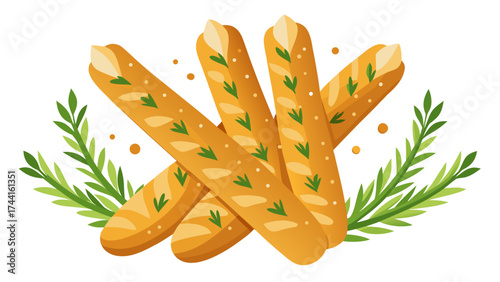 A close up of a bunch of bread with green leaves on top. The bread is sliced and arranged in a way that makes it look like a bouquet of flowers