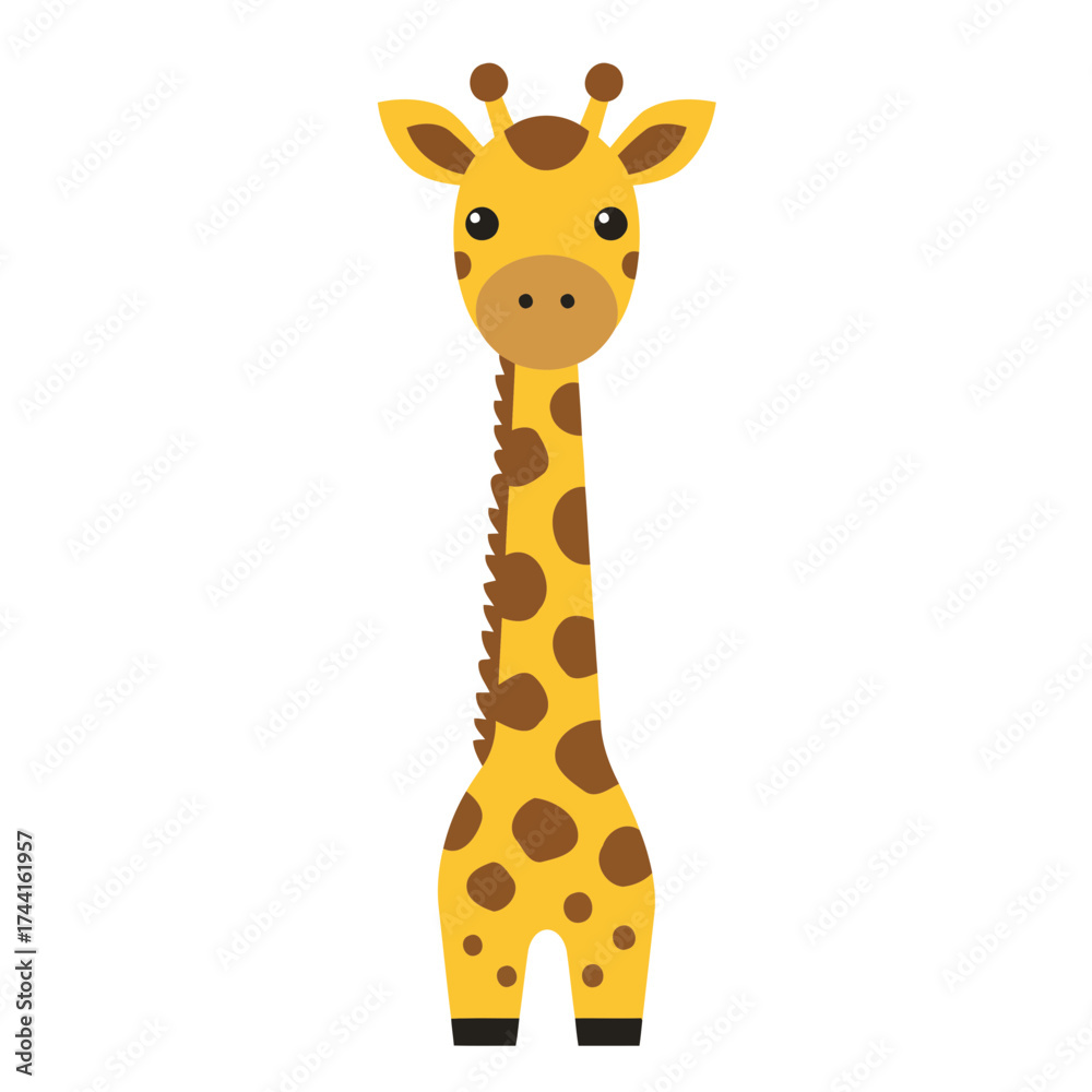 Obraz premium Cute Flat Design Giraffe Character Vector Illustration Isolated on White