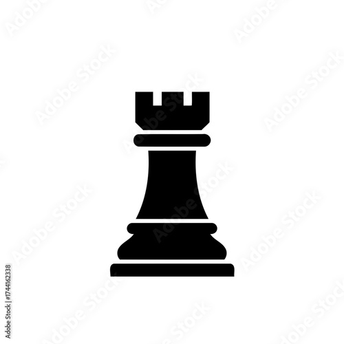 Minimalist Black Rook Chess Piece Vector Illustration