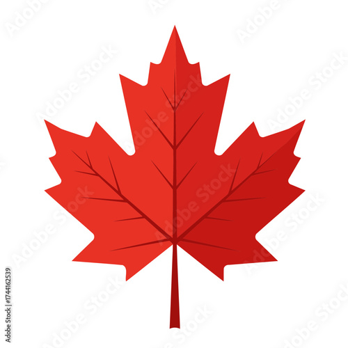 Vibrant Red Maple Leaf Vector Illustration with Subtle Gradients