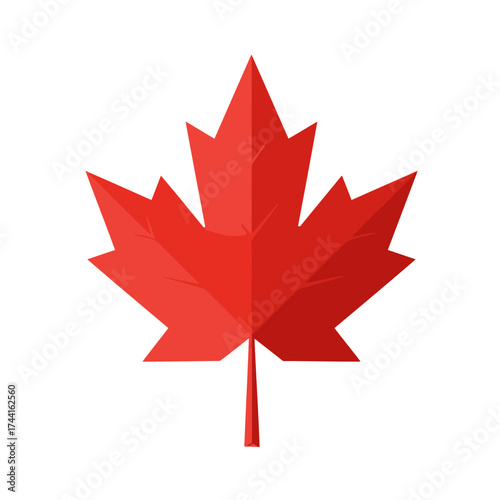 Red Geometric Faceted Maple Leaf Vector Illustration