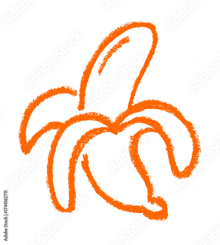 Banana Crayon Chalk Drawing Doodle Vector