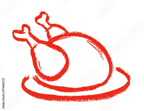 Fried Chicken Related Icon Crayon Chalk Drawing Doodle Vector