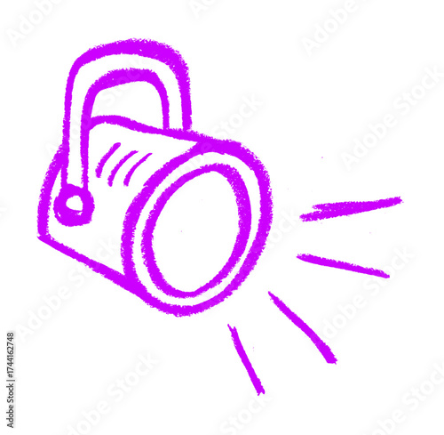Stage Spotlight Icon Crayon Chalk Drawing Doodle Vector