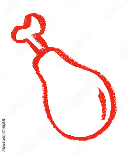 Fried Chicken Related Icon Crayon Chalk Drawing Doodle Vector