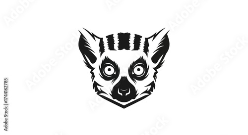Ring tailed lemur head tribal tattoo design Keywords: lemur, ring tailed, animal, primate, face