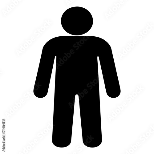 Vector art of simple black silhouette of a person standing straight, , a basic representation of a human figure
